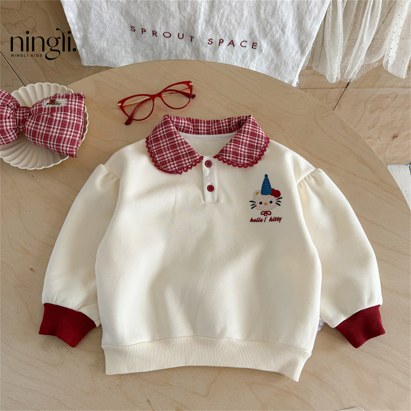 柠里女童卫衣秋装新款宝宝公主上衣童装套头衣服春秋款儿童polo衫|undefined