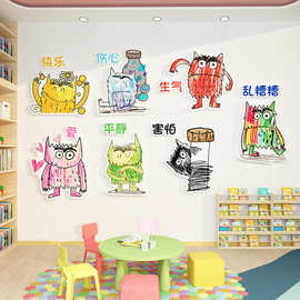 心理角咨询教室布置装饰文化幼儿园情绪小怪兽环创墙贴面健康管理