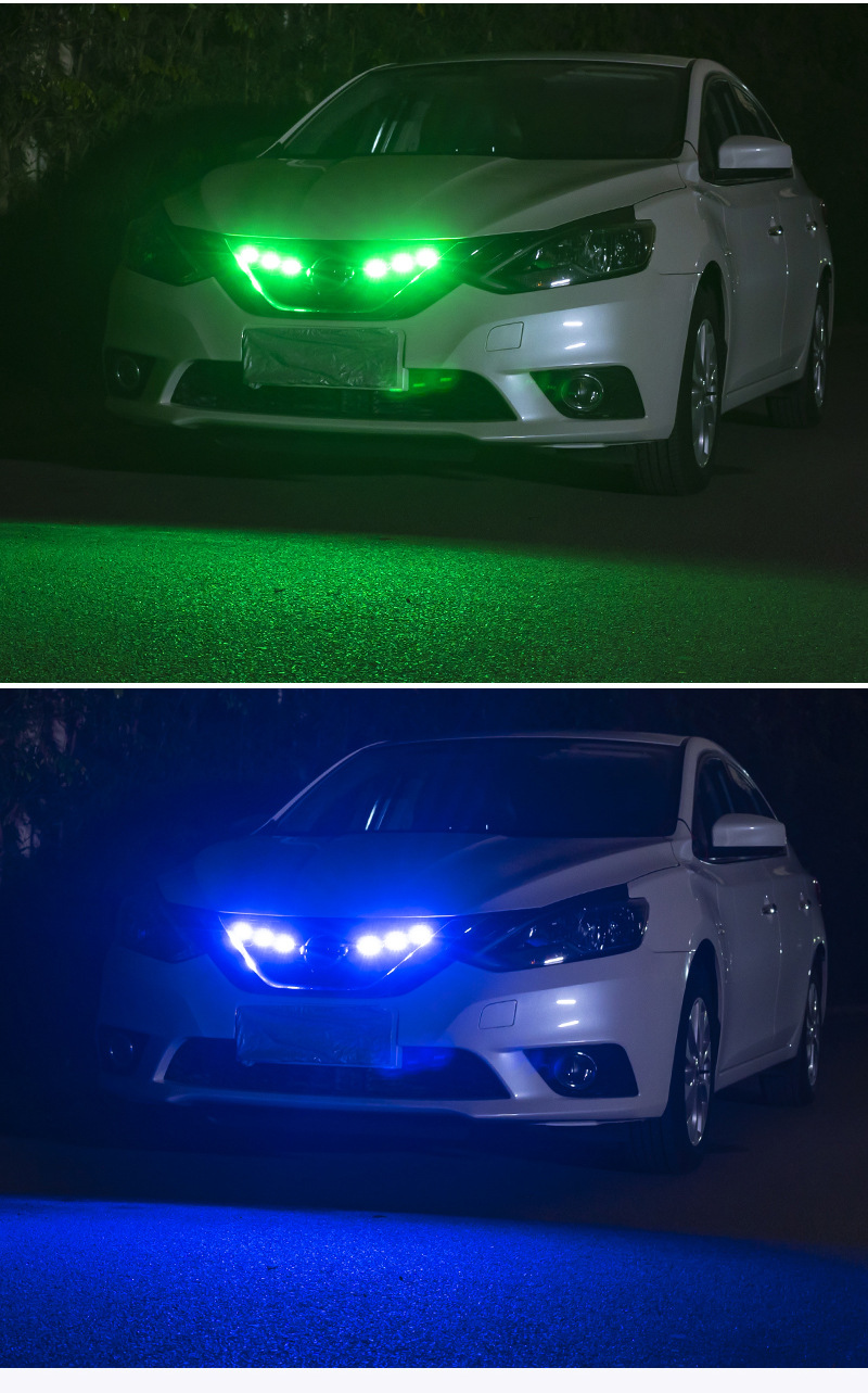 Car Grille Small Yellow Light Modification for Off-Road Vehicles, Colorful App Bluetooth Grille Light Modification, Led Decorative Light, Warning Light
