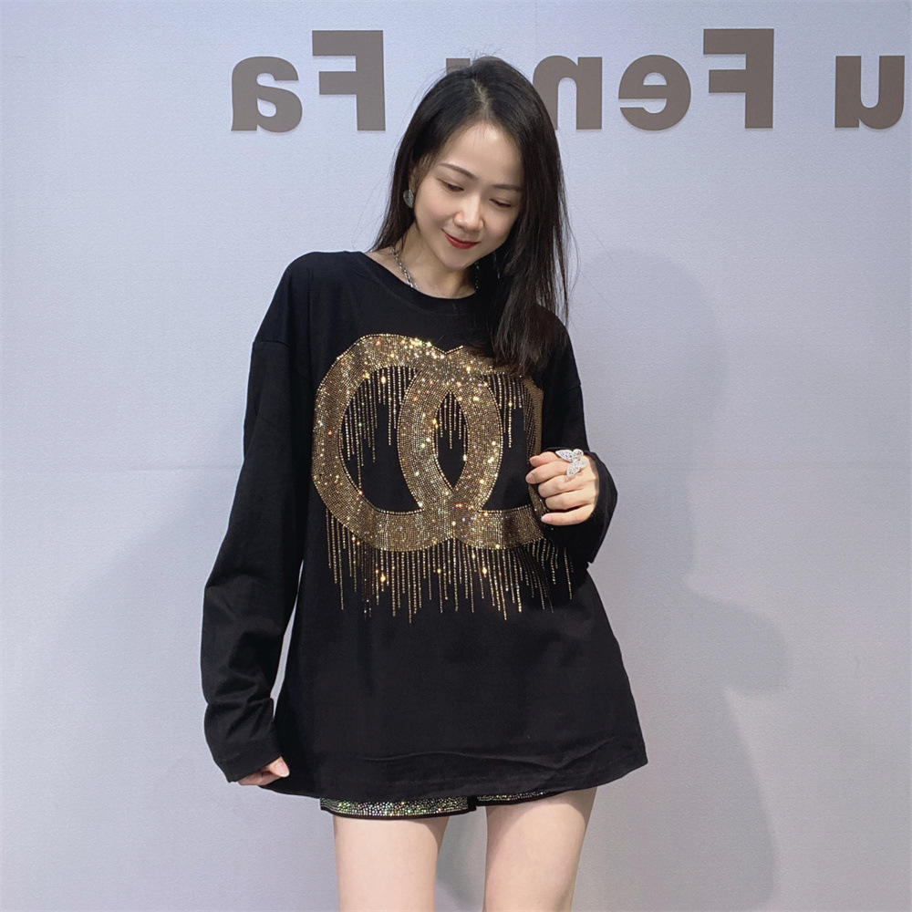 Comercio exterior ropa de mujer nueva camiseta de algodón de manga larga para mujeres de otoño y invierno suelta gran tamaño interior con camiseta superior image 7