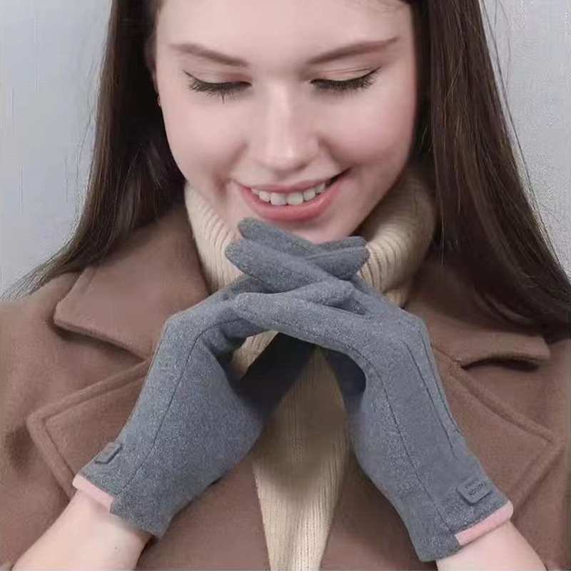 Nuevos guantes térmicos de terciopelo alemán para mujer, compatibles con pantalla táctil, estilo otoño e invierno, guantes de ciclismo con forro polar para hombre, engrosados para invierno, a prueba de frío, venta al por mayor.