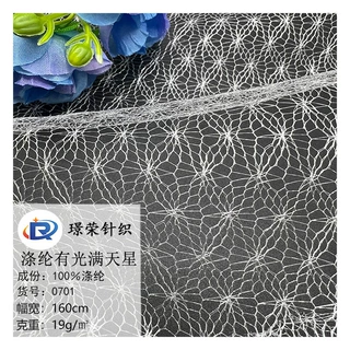 涤纶有光满天星刺绣蜘蛛网舞台装饰包装星星布绣花婚庆网布喷金