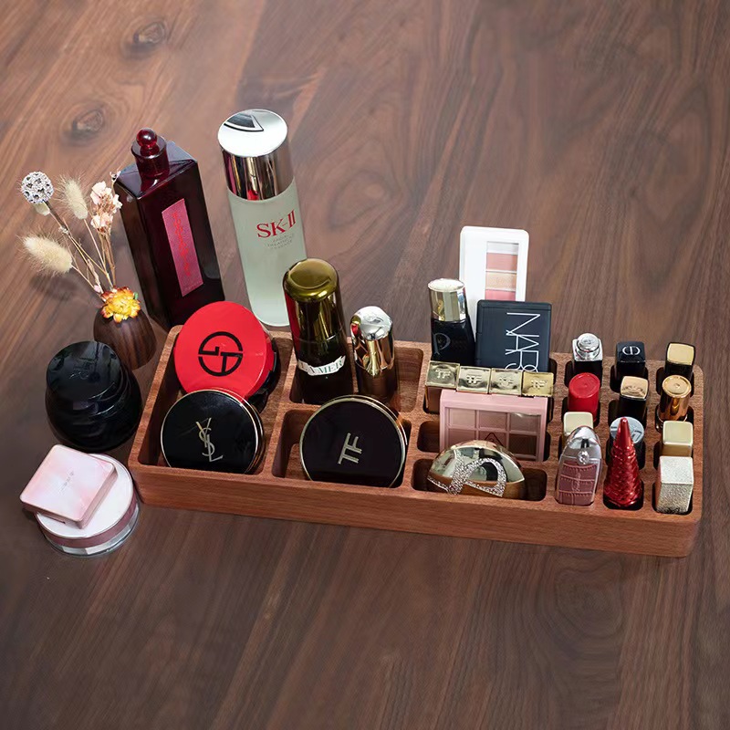 木制化妆筒刷子桶木质化妆护肤品整理原木口红彩妆眼影桌面收纳盒