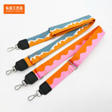 长款斜挎手机挂绳宽版可肩背挂链彩色花纹可调节挂脖绳挂件包包绳