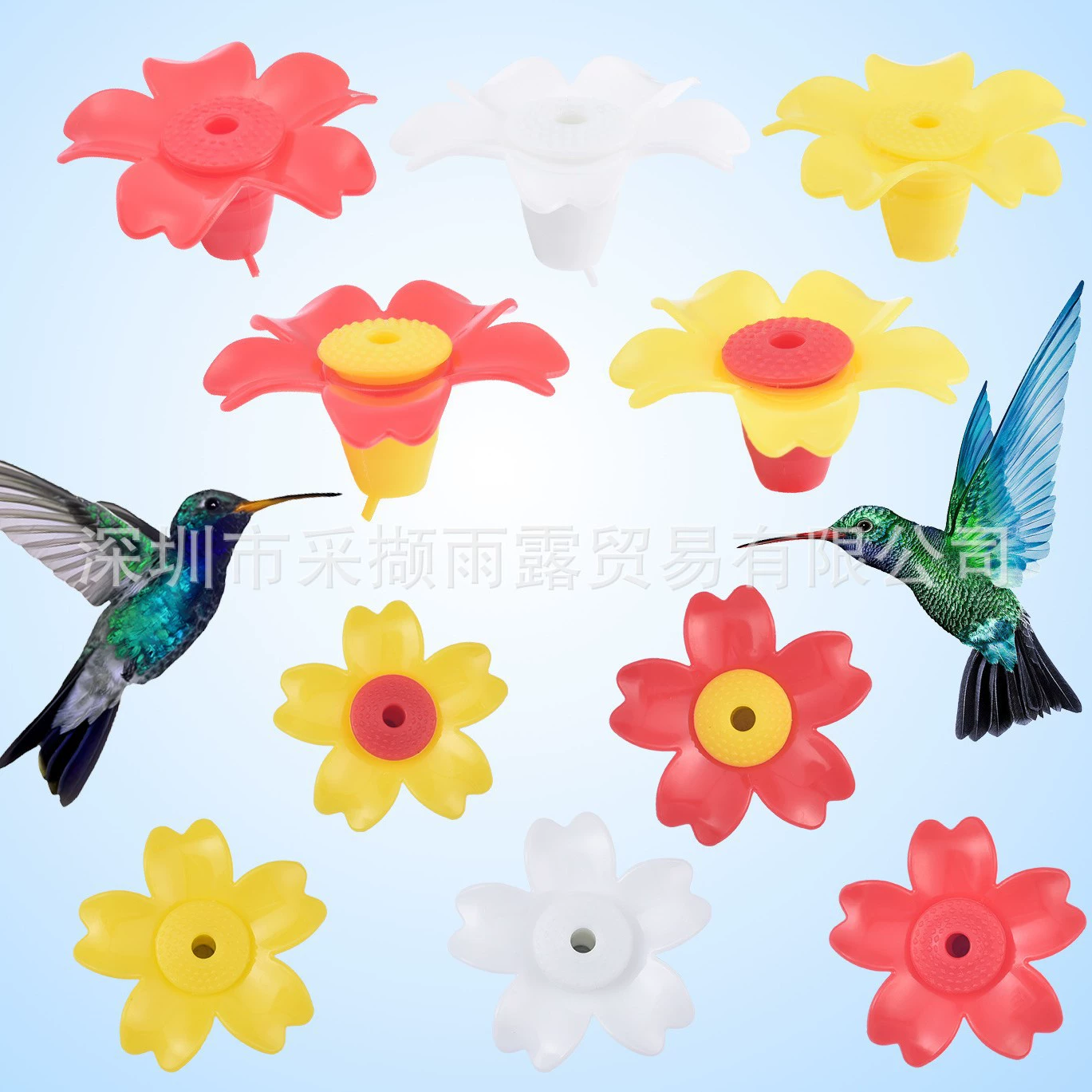 Новая большая кормушка для колибри в виде цветка, аксессуары для кормушки для колибри, сменные разноцветные цветы для трансграничной торговли