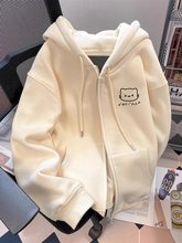 新款春秋冬初中生可爱猫咪拉链卫衣女设计感小众连帽开衫外套