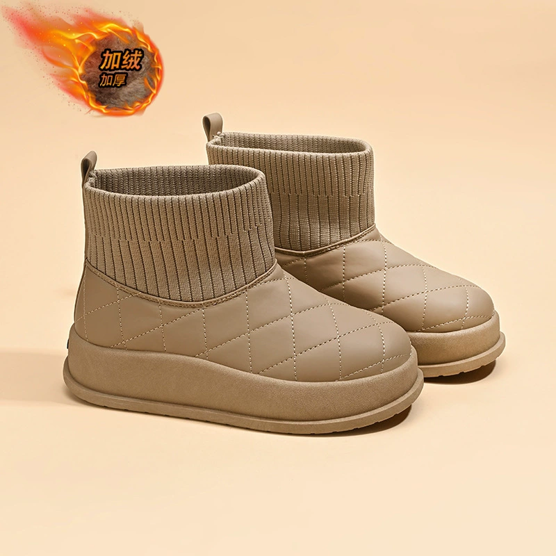 Tide Snow MX7801 новые 2024 студенческие высокие кеды с плюшевой подкладкой, зимние корейские хлопковые тёплые повседневные ботинки для женщин