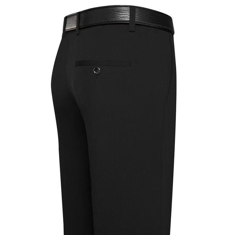 Verano en stock recto Four Seasons universal micro elástico de los hombres pantalones de traje casual de mediana edad y ancianos delgados gruesos Pantalones rectos de negocios al por mayor