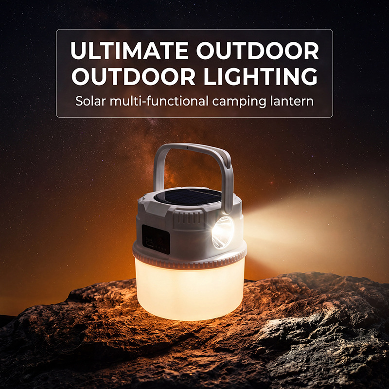 Camping Solar Outdoor Charger, Ultra‑long Battery Life Emergency Light, Portable Charging Lamp For Camping Tents And Street Vending, Household Use_voghion.com