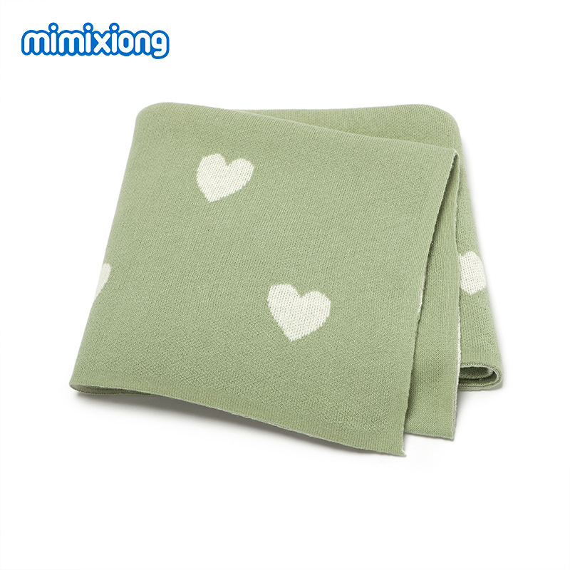 Ins venta caliente transfronteriza nueva manta de punto para bebés y niños pequeños de amor de algodón, manta de aire acondicionado para bebés, alfombra de juego