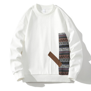 Cross-border wholesale men's sweater Spring and Autumn new fashion brand round neck printed long-sleeved T-shirt loose men's one-piece delivery