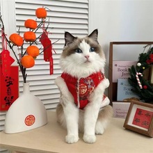 新年喜庆猫咪衣服冬季加绒加厚保暖防寒布偶中国风唐装拜年棉袄潮