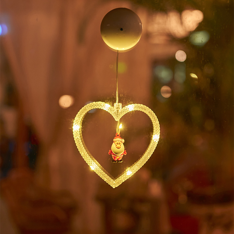 Navidad transfronteriza ventosa luz decoración de la escena de Navidad decoración de la luz de la ventana de la luz blanca cálida de Navidad