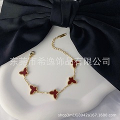 蝴蝶钛钢手链女18K金网红同款时尚个性手链ins风简约百搭手饰批发