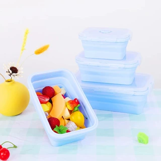 硅胶折叠饭盒微波炉硅胶便当盒冰箱收纳盒保鲜盒套装