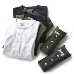 高克重水洗棉！美式！夏季新品男士棉質亨利領復古休閒短袖T恤潮