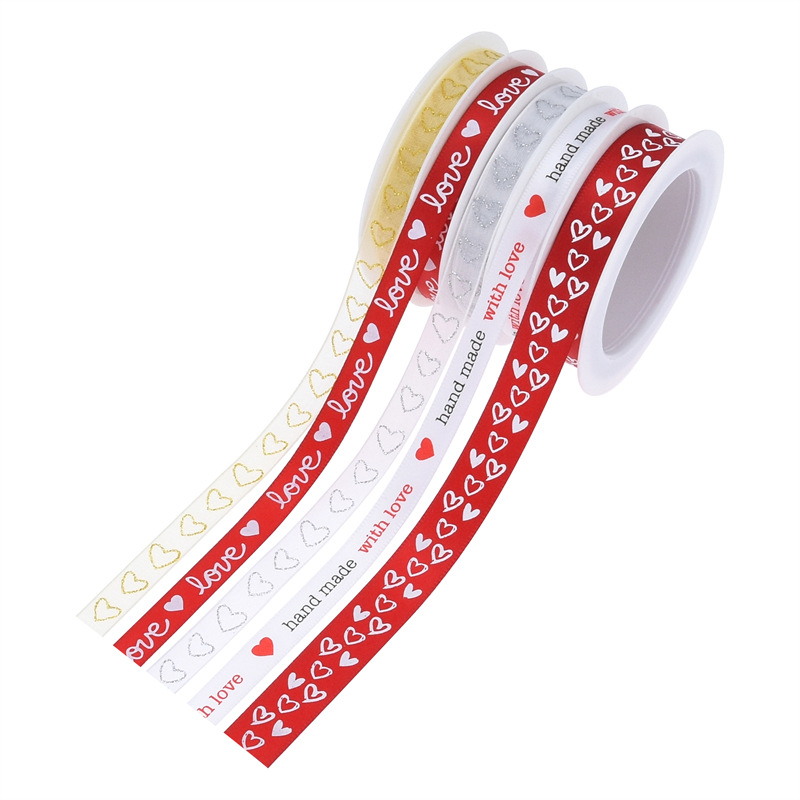 Amazon nueva boda transfronteriza Día de San Valentín conjunto de cinta impresa letra amorosa cinta regalo decoración de flores
