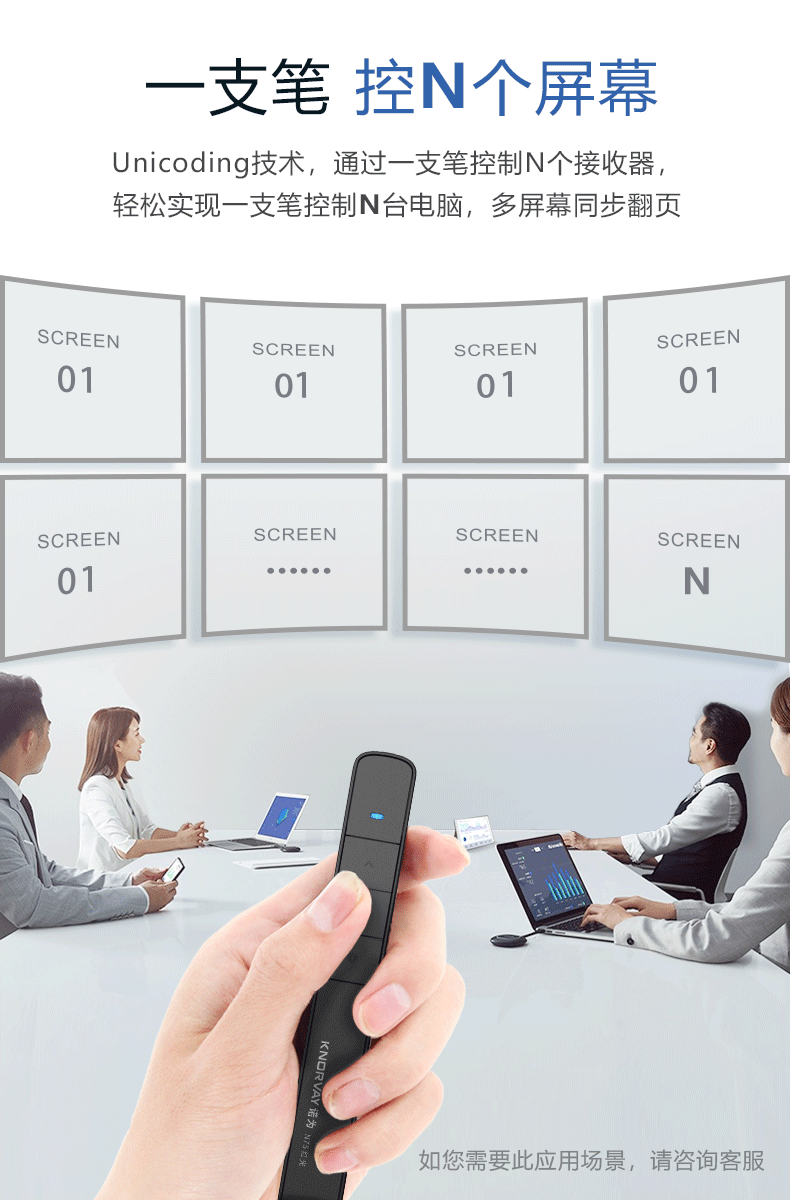 诺为N75C激光ppt翻页笔绿光LED液晶屏遥控器