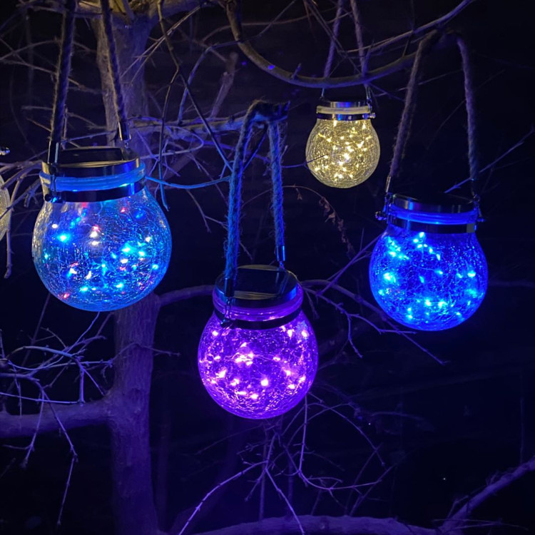 Factory wholesale Amazon outdoor courtyard decoration solar crack bottle light garden light waterproof LED night light