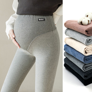 Pregnant women's pants spring and autumn slim fit fashionable mom wear leggings rib belly support label adjustable spring pregnant women's pants