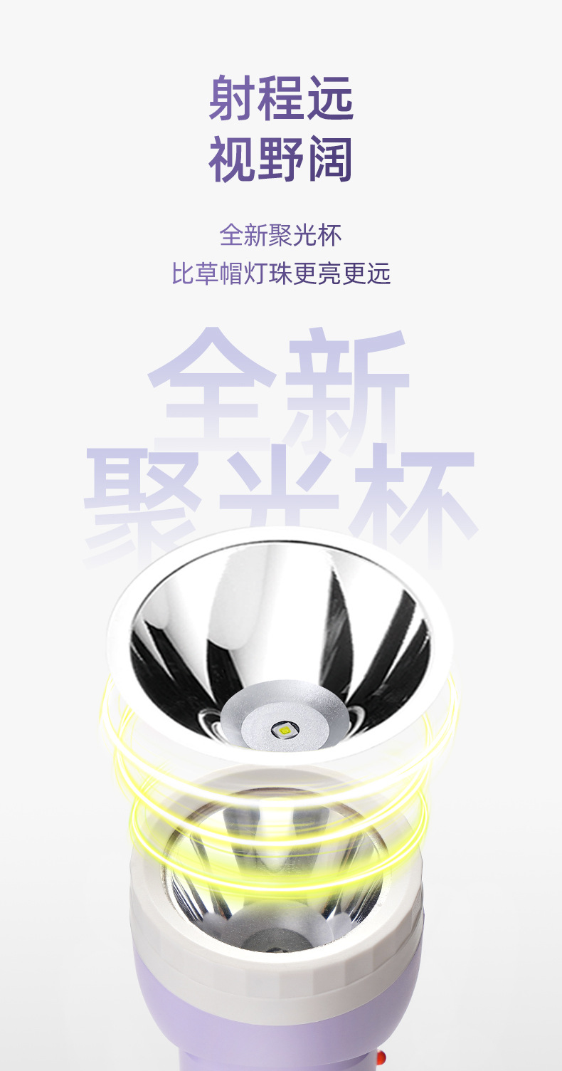 Kangming Led Small Flashlight Rechargeable Student Dormitory Study Home Lighting Emergency Compact Portable Flashlight