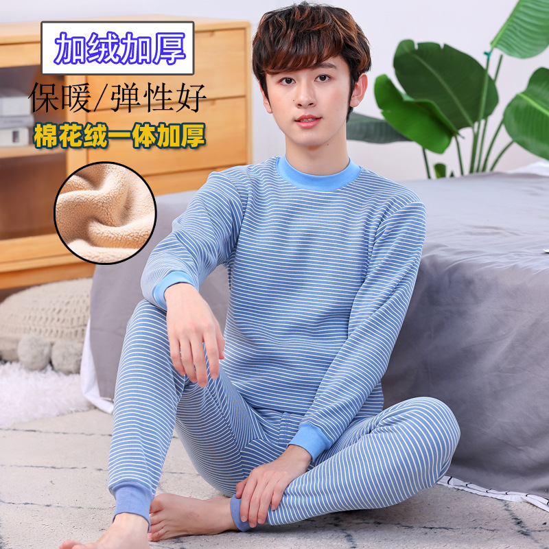 Ropa interior térmica para niños traje de lana forrada engrosada ropa interior juvenil conjunto de algodón ropa interior de estudiante de secundaria