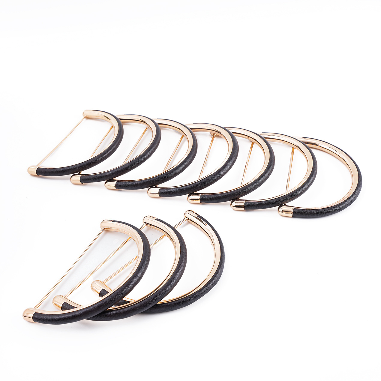 In-stock electroplated D-ring PU soft leather strap handle for DIY accessories and crafts, flat round ring for bag handles