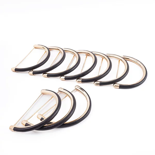 In-stock electroplated D-ring PU soft leather strap handle for DIY accessories and crafts, flat round ring for bag handles