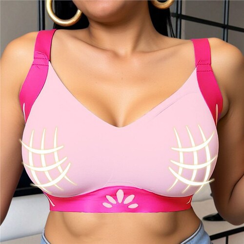 Thin European and American size breathable bra seamless underwear without underwire comfortable contrasting color fixed cups full cup