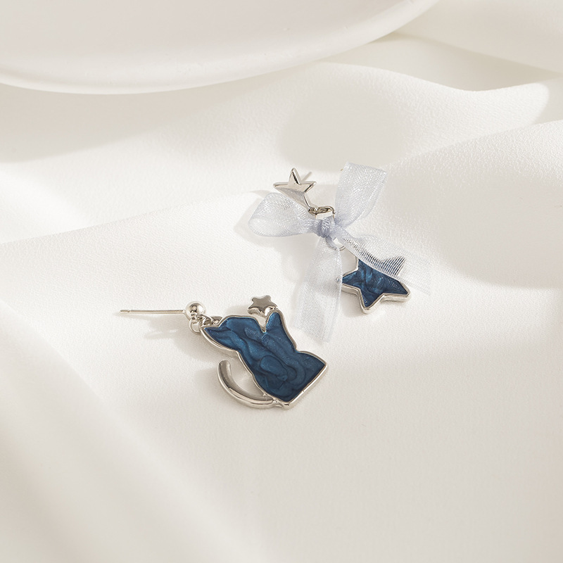 1 Pair Cute Cat Enamel Alloy Drop Earrings display picture 4