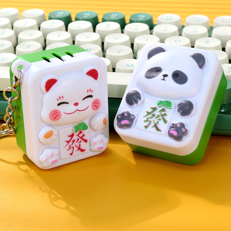 Nuevos dibujos animados creativos sonidos juguetes mahjong para atraer la fortuna gatos adornos de mesa colgantes buena suerte con mahjong descompresión jugar