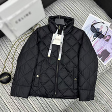 南油女装2025冬季菱格立领轻薄羽绒服女高级感宽松90白鹅绒服外套