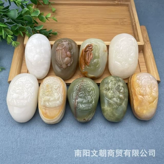 阿富汗玉手把件貔貅财神佛把玩件马上封侯寿星龙手碗玉石会销礼品