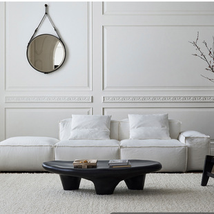 Foshan Sofa Cotton, Linen and Linen Fabric Wabi-Sabi Style Horizontal Hall Double-Sided Module Combination Removable and Washable Factory Cross-Border