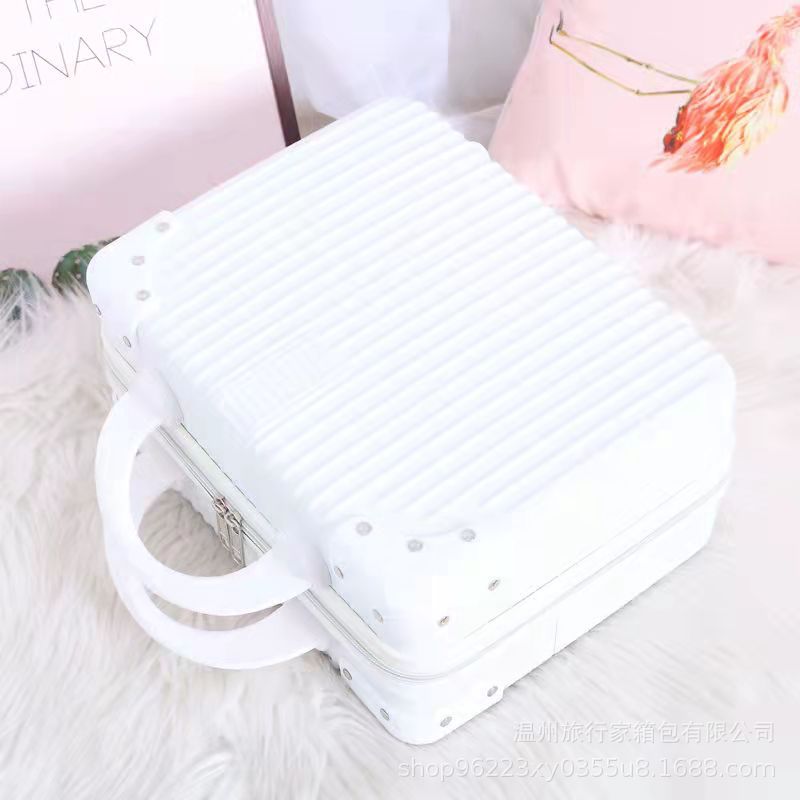 Macaron bolsa de almacenamiento de maleta vintage al por mayor pequeña caja cosmética equipaje de esquina de 14 pulgadas mini equipaje