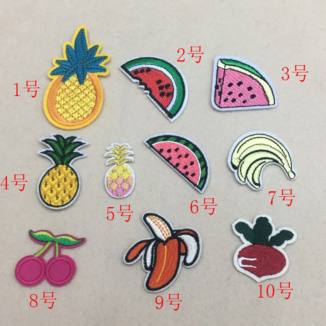 炜茹diy刺绣贴电脑绣花卡通水果布贴亮片绣胸章徽章服装辅料批发