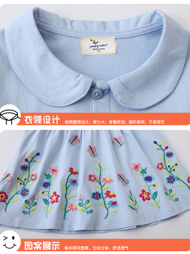 New girls 'short-sleeved dress, summer new products, small and medium-sized children's knitted cotton children's dress, doll collar, children's princess dress