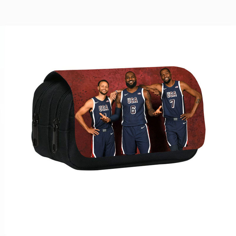 Cross-border wholesale Stephen Curry printed double-layer pencil case Stephen Curry stationery bag for primary and secondary school students