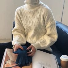 春夏新款高领毛衣女洋气百搭麻花针织衫韩版慵懒风套头打底衫