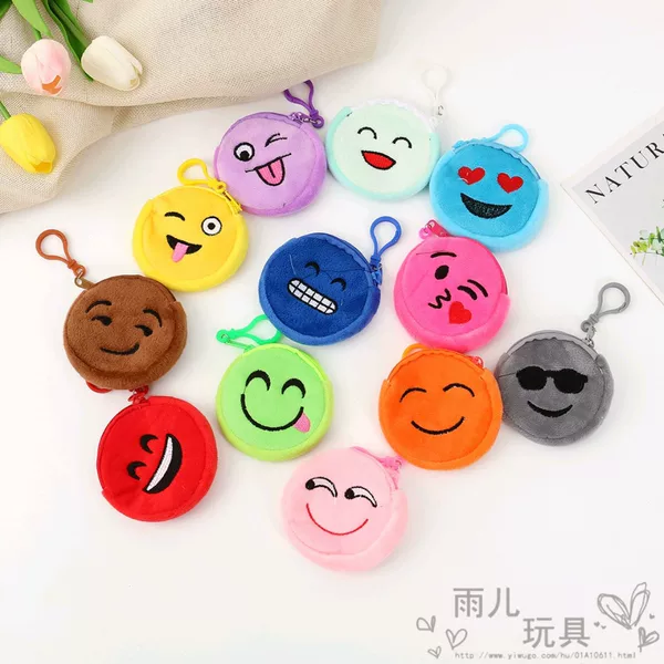 2023 Round Coin Purse Mixed Color Expression Coin Purse Cartoon Embroidered Small Bag Children's Coin Purse Wholesale