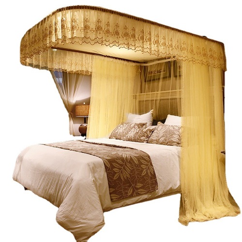 Bed Canopy Home 1.5m Royal Guide Track U-shaped 1.8m Double Bed Encrypted Thick Summer Support Track Princess Style