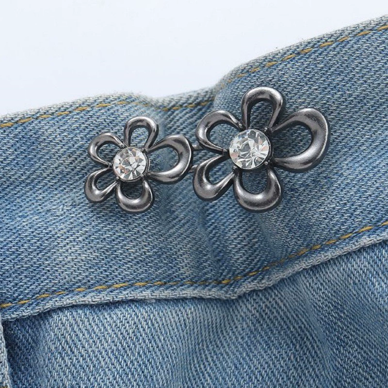 Nail-Free Removable Waist Buckle Pair, Flat-Bottom Seamless Buttons for Pants & Skirts, Assorted Designs
