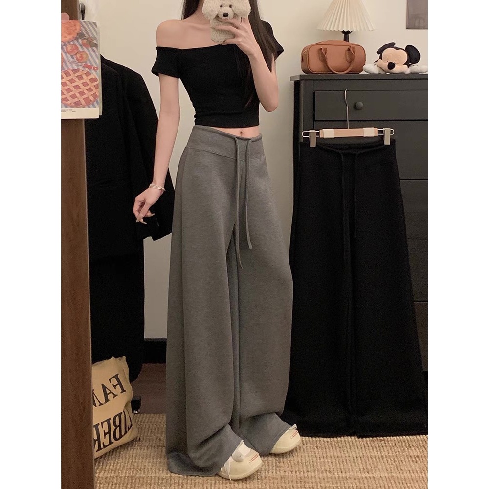 Autumn and Winter New Versatile Sports Flared Pants for Women, High-Waisted Casual Drapey Petite Slimming Elegant Micro-Flared Pants