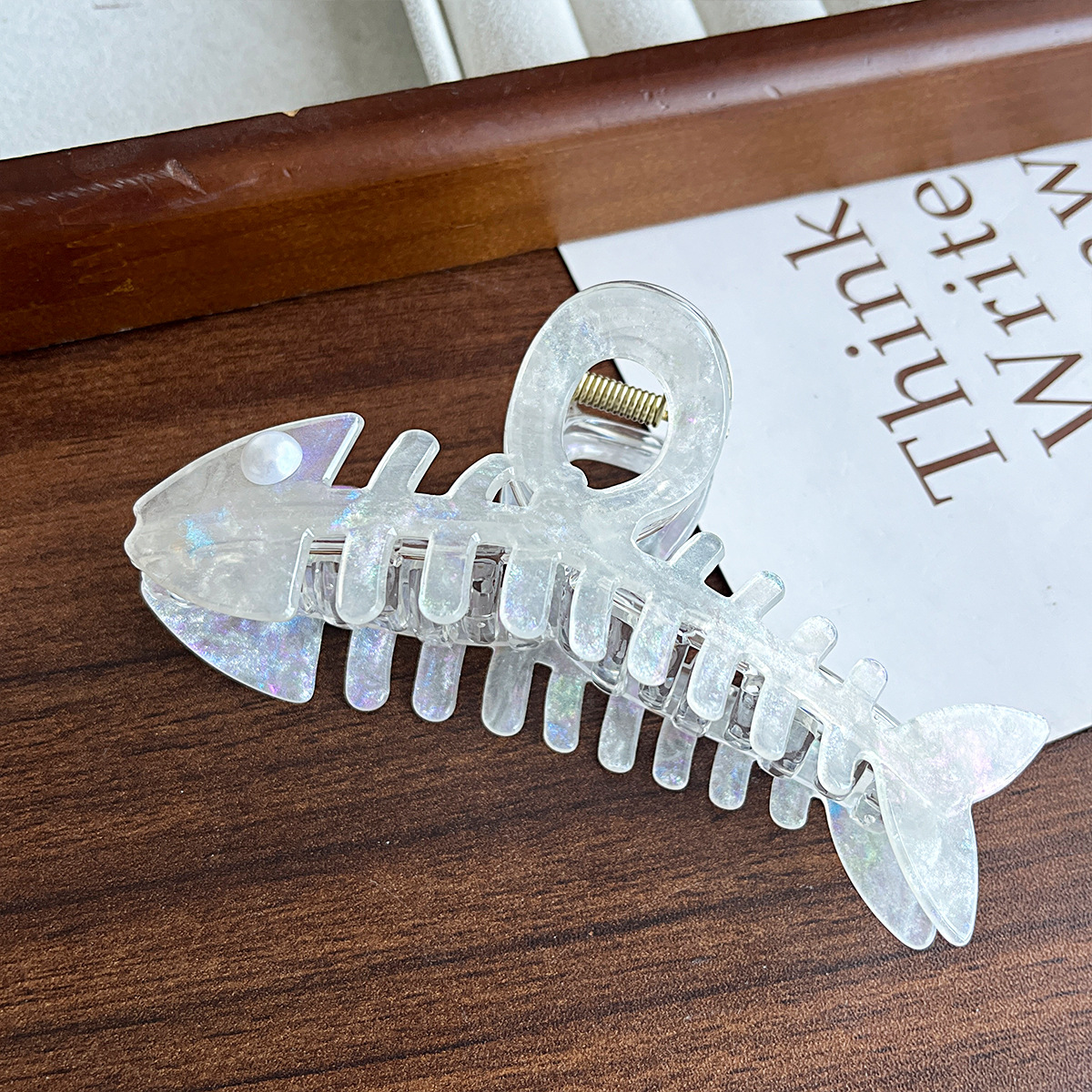 Pinza de pelo original de imitación de acetato con diseño de espina de pescado para cola de caballo y peinados recogidos, pinza de tiburón creativa y exquisita, accesorio de pelo lindo para princesas.