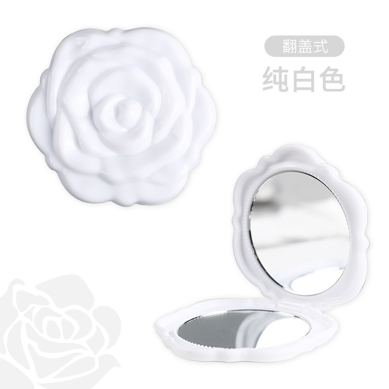 Espejo plegable portátil de doble cara con tapa, ideal para maquillaje y uso escolar o de viaje