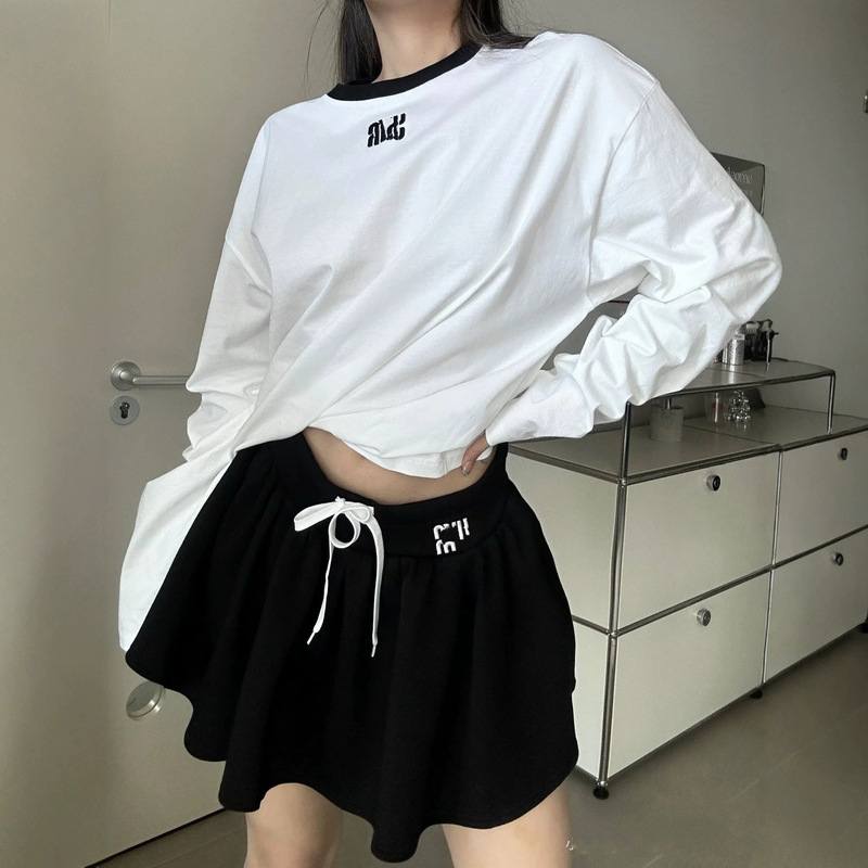 In-Stock High-Quality Mu Brand Color-Blocked Long-Sleeve Letter Patch Women's Summer Base T-Shirt, Long-Sleeve Pullover Style, Available for Dropshipping In-Stock High-Quality Mu Brand Color-Blocked Long-Sleeve Letter Patch Women's Summer Base T-Shirt, Long-Sleeve Pullover Style, Available for Dropshipping