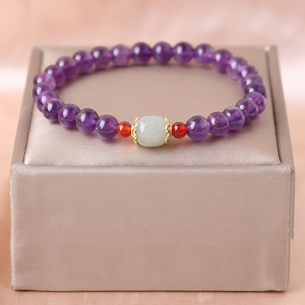 Brazalete de cuentas de ágata rojo para mujeres lujoso ligero delicado de alta sensación joyería de mano de verano colgante de mano