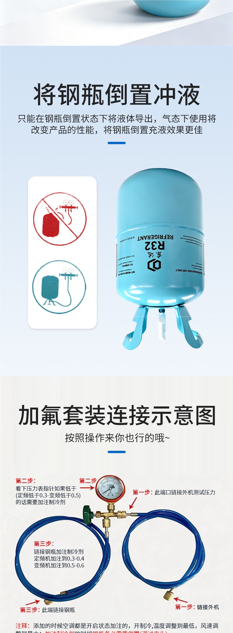 High-purity R32 air conditioning refrigerant, freon refrigerant for inverter air conditioners, R32 refrigerant 3.7kg net weight
