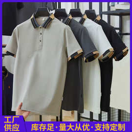 夏季新款男士190G丝光棉索罗纳间短袖T恤休闲翻领休闲POLO衫上衣