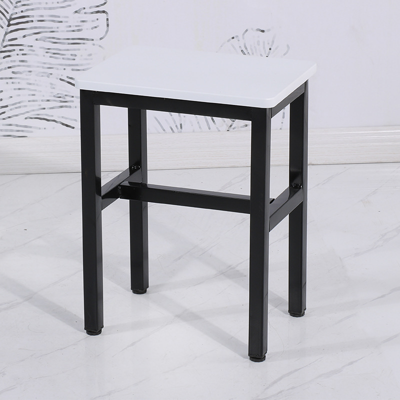 Taburete de taller al por mayor, línea de montaje de fábrica, taburete de trabajo, taburete cuadrado pequeño de acero y madera, taburete de hierro de comida rápida, oro de entrenamiento